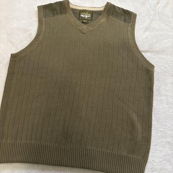 Eddie Bauer Sweater Vest Men's L Green Outdoor Sport Shop Pullover 100% Cotton - Picture 2 of 5